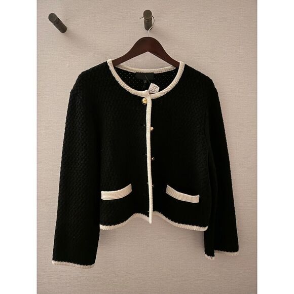 NILI LOTAN Perah wool jacket Dark Navy/Ivory size Large - Picture 7 of 13